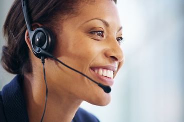 Office, businesswoman and smile with headset for...