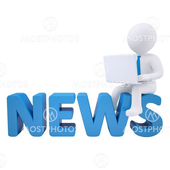 3d white man sitting on the labels NEWS