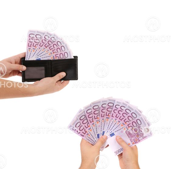 Close-up of five-hundredth euro banknotes