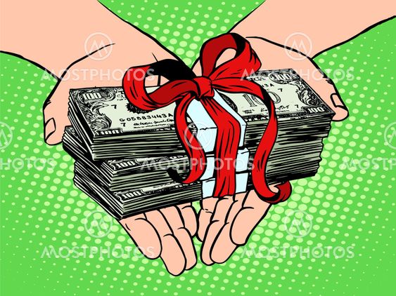 Money as a gift. Financial income