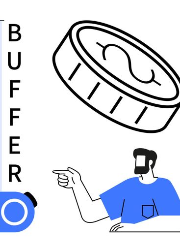 Financial Buffer Concept with Tape Measure, Coin, and...