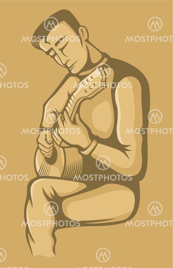 The guitarist on beige
