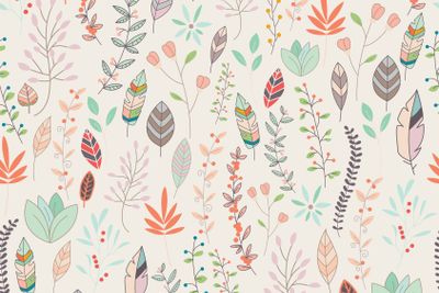 Seamless pattern design with hand drawn flowers, floral...