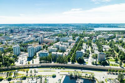 Beautiful top view of the Tampere city at summer day,...