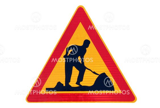 Road Work Traffic Sign Isolated over White