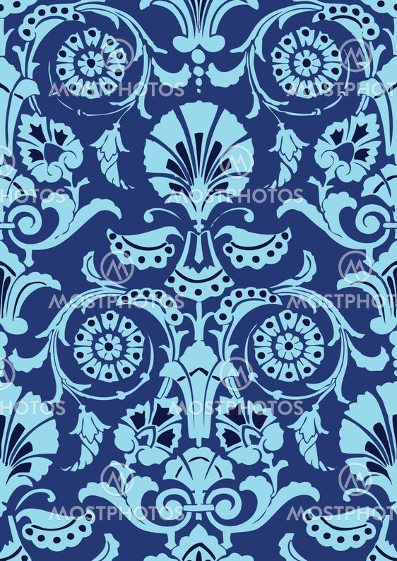 Blue Seamless abstract hand-drawn floral pattern, vintage background. Seamless pattern can be used for wallpaper, pattern fills, web page background, surface textures, packaging, invitations