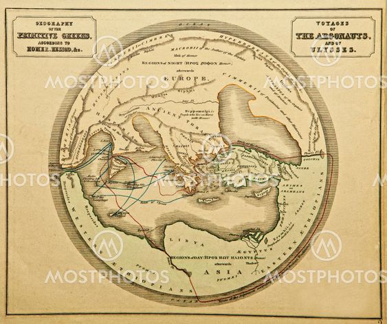 Ancient map of the world . Published by George Philip and son at London 1857 and are not subject to copyright.