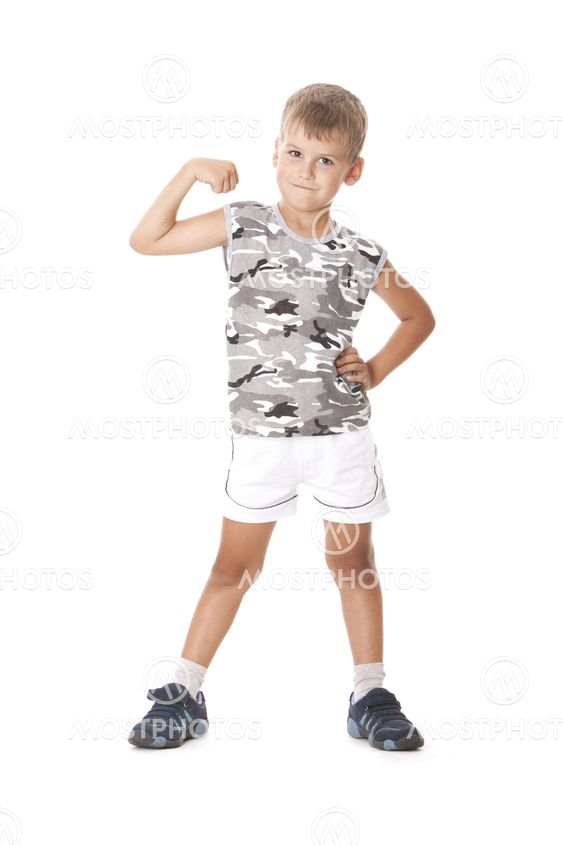 Boy showing his muscle