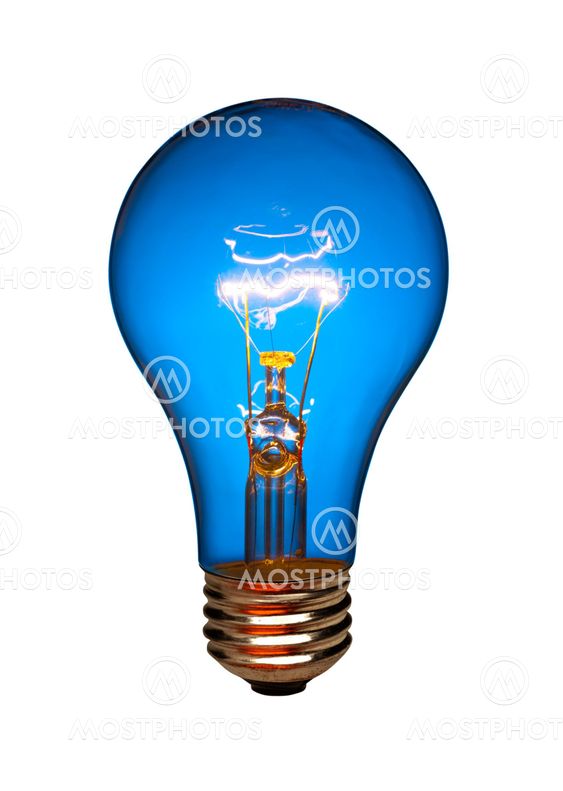 Blue light bulb, isolated