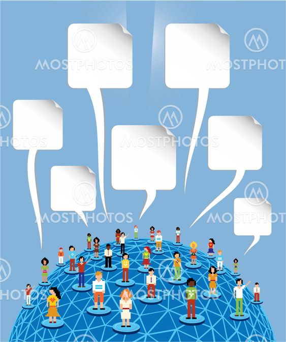 Global social media World with speech bubbles