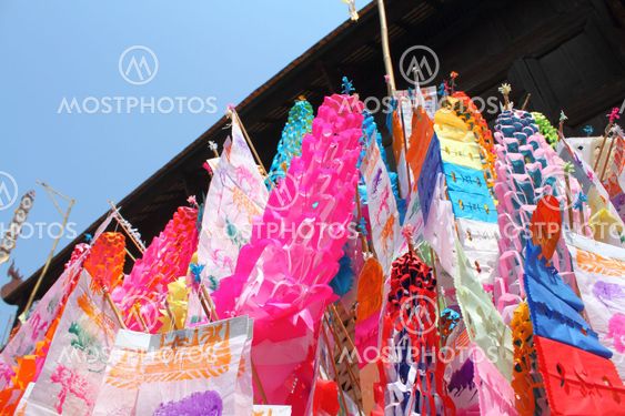 Color paper flag for Buddha worship