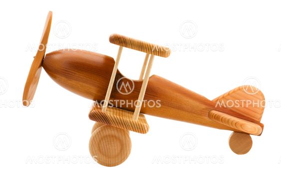 wooden toy airplane close up