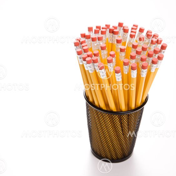 Pencils in holder.