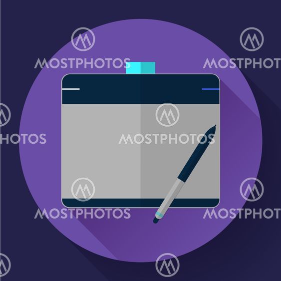 Graphic tablet icon. CG artist and Designer symbol. Flat...