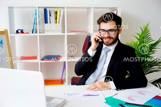 Businessman working in office