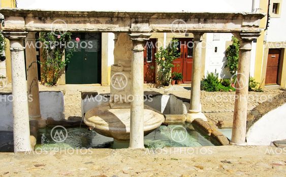 Marble fontaine at Castelo de Vide village, Portugal.