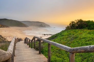beautiful summer beach at the algarve coast in portugal