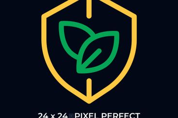 Leaves on shield dark color line ui icon