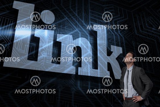 Link against futuristic black and blue background