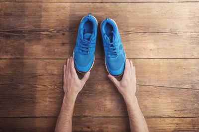 Running shoes on the floor