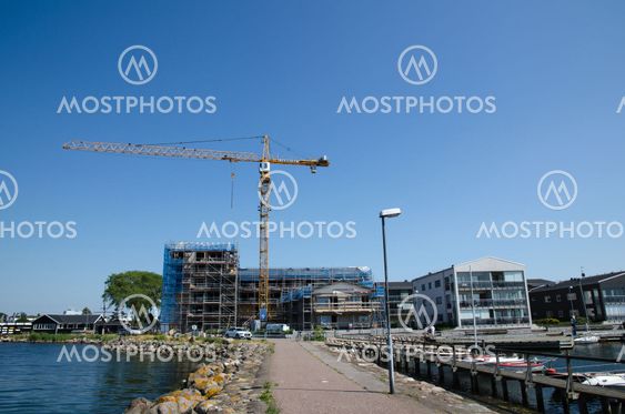 Bostadsområde vid hamnen i Färjestaden