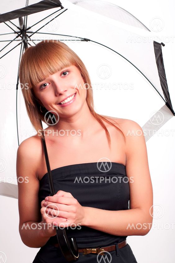 woman holding umbrella