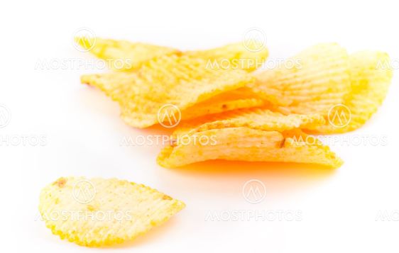 Potato salt chips isolated on the white background
