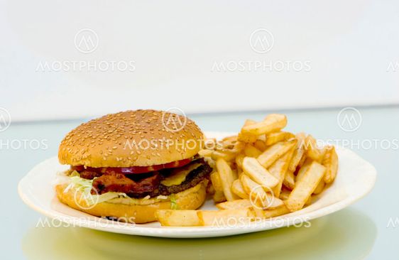 cheeseburger and fries
