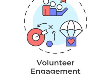 Volunteer engagement multi color concept icon