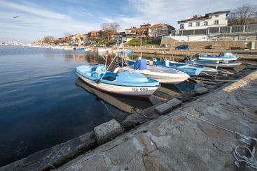 Sunset panorama of the port of Sozopol, Bulgaria