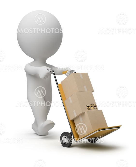 3d small people - hand truck