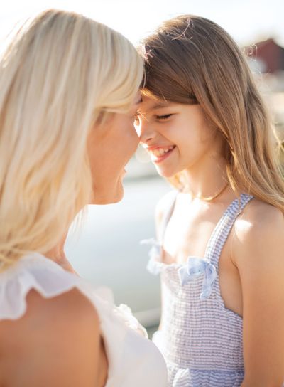 happy mother and child girl