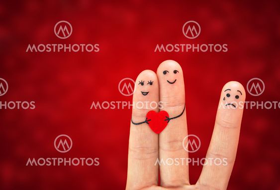 Happy couple in love with painted smiley