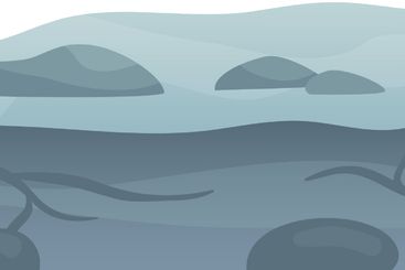 Underwater and above water view of rocks and mountains...