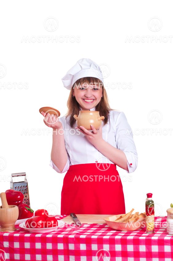 attractive woman cooking