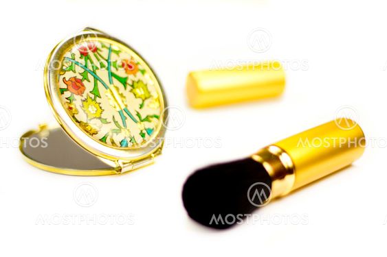 Accessories for make-up on a white background