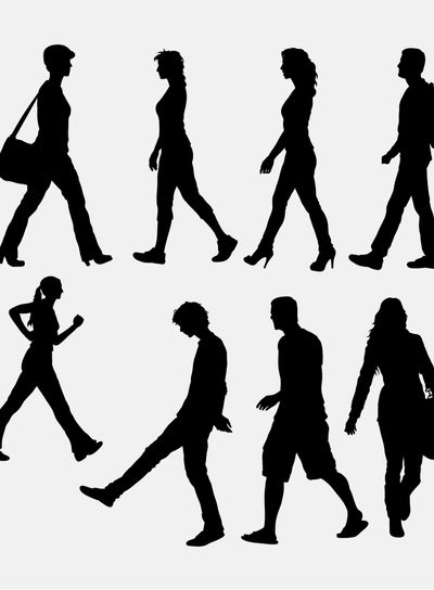 People walking silhouette