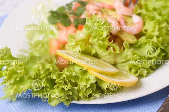 Salad with shrimps and avocado
