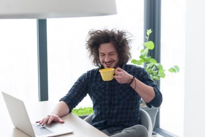 man working from home