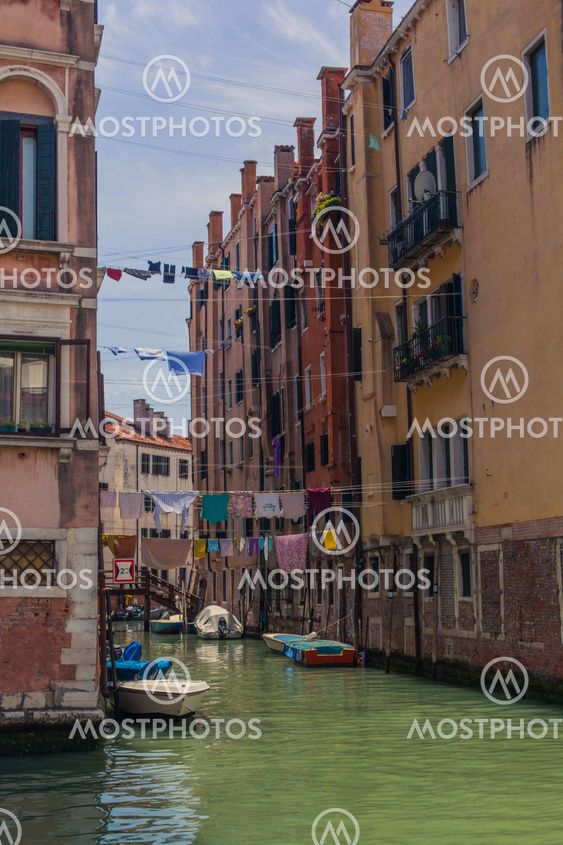 Venice canal with gondolas