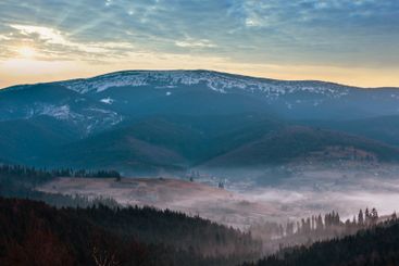 Early morning spring Carpathian mountains