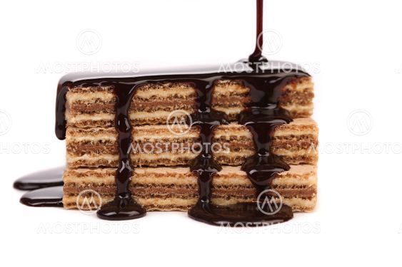 Coated stake wafers of chocolate.