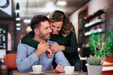 Romantic Dating Fun Together. Smiling Couple