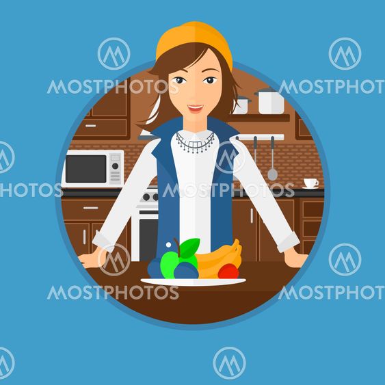 Woman with fresh fruits.