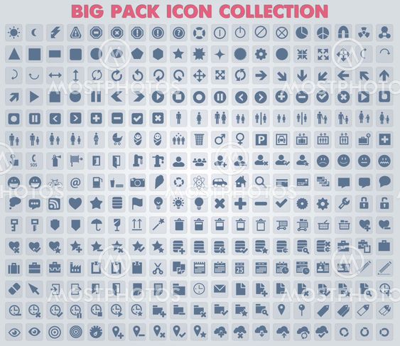 Collection of flat web and mobile icons and symbols, vector