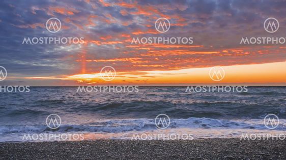 Bright sunset over the sea.