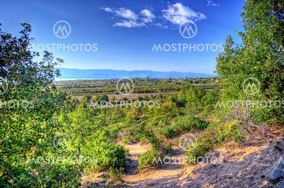Landscape on village Strbovo, Prespa, Macedonia, Europe