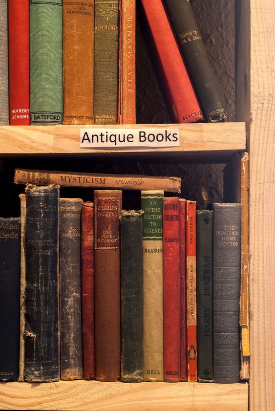 Second-hand bookstore shelf