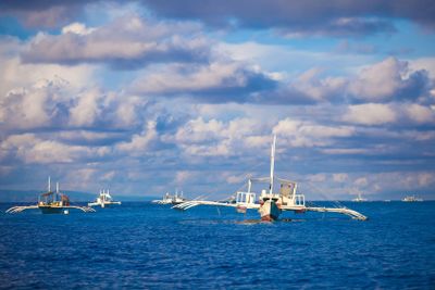 Big catamaran in the open sea near Bohol island