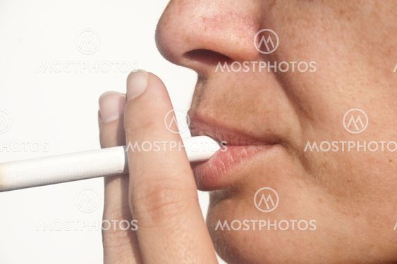 Woman smoking cigarette